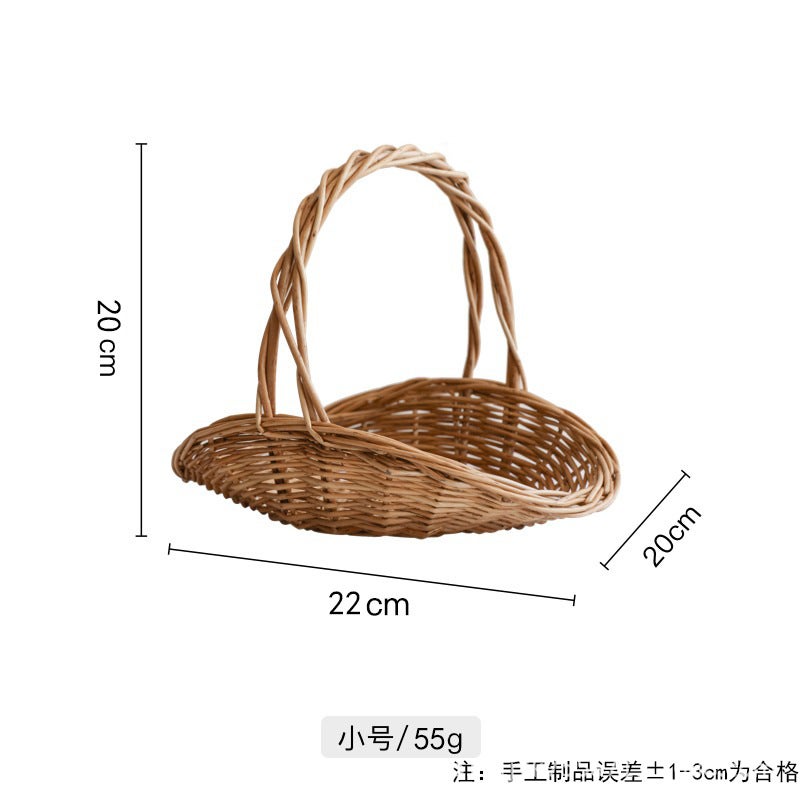 Flower Basket, Straw Woven Rattan Wicker, Hand-Woven Flower Arrangement Basket, Portable Storage Basket, Fruit Picking Basket - Image 1